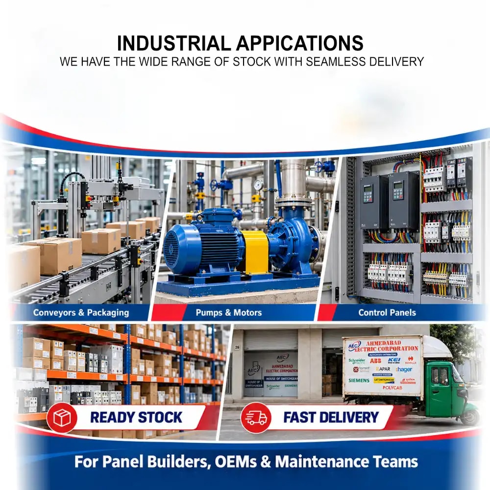 Conveyors, pumps, motors and control panels supported by AEC industrial product stock and delivery